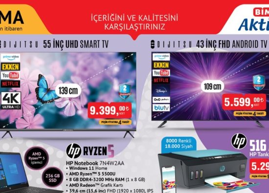 BİM'de Dijitsu Smart Tv 9.399 TL, Casper VIA M30 Plus Cep Telefonu 4.599 TL! BİM 27 Ekim kataloğu fiyat listesi...
